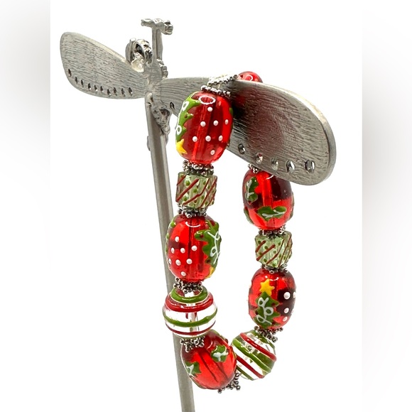 Beautiful European Glass Bead Elastic Bracelet-Christmas Colors & Theme - Picture 9 of 10